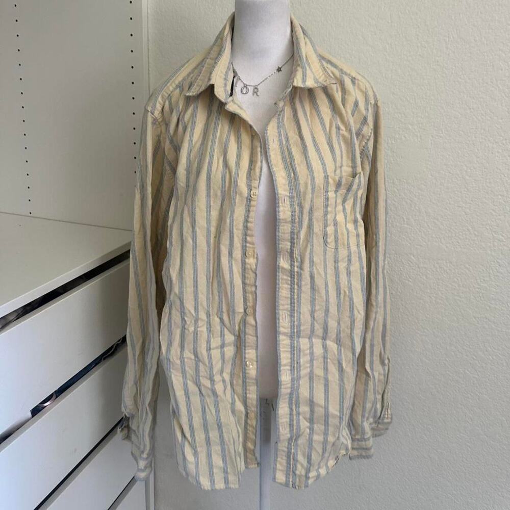 Aeropostale blue white striped button up